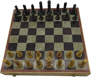 UniDeco 16 Inch Wooden Chess Board Game | Portable Folding Mini Chess Set with Marble Weighted Pieces | Perfect Chess Sets for Adults As Well As Kids | Travel Games