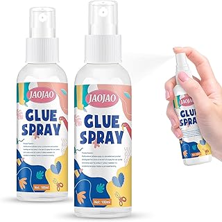 JAOJAO 2PCS Adhesive Spray Glue, Glue Spray Adhesive for Paper Fast-Holding, Transparent After Drying, Heavy Duty Fast Bonding Versatile for Cloth Paper Wood Cardboard, 200ML