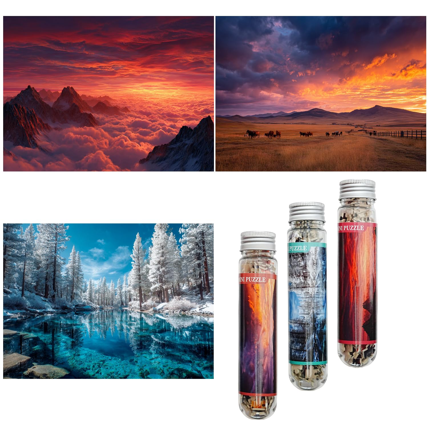 Luneko Small Jigsaw Puzzles for Adults Challenging Puzzle Small Puzzles Mini Jigsaw Puzzles 150 Pieces Micro Tiny Puzzle Clouds Sunrise Lake Sunset Landscape Travel Puzzle 6 x 4 Inches 3 Packs