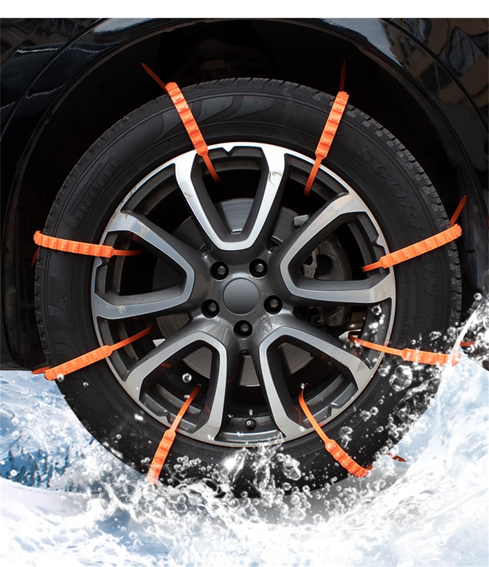 Lot de 20 sangles de pneu temporaires réglables et antidérapantes pour la neige - Poignées de traction universelles en hiver - Ceintures de sécurité d'urgence multifonctions