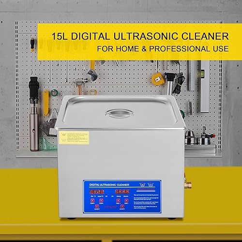 Miniatura 2 de Limpiador ultrasónico profesional con temporizador digital y calentador - Capacidad de 15 L - Ideal para piezas industriales y limpieza de