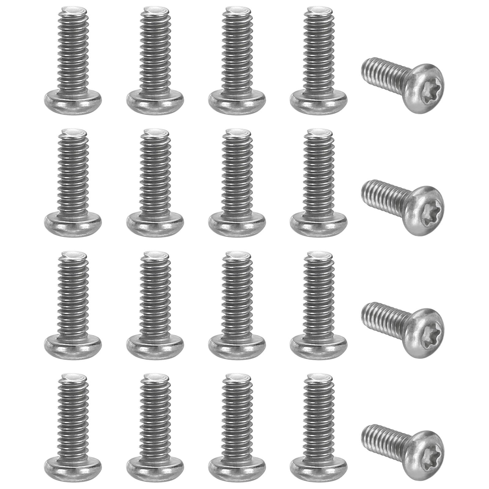 sourcing map 20pcs Pocket Clip Screws T6 Torx Head 2-56UCN 6mm Thread Length Folding Knife Fasteners Stainless Steel Electroplated Shaft Pivot Pins Screws for Blade Fixing, White