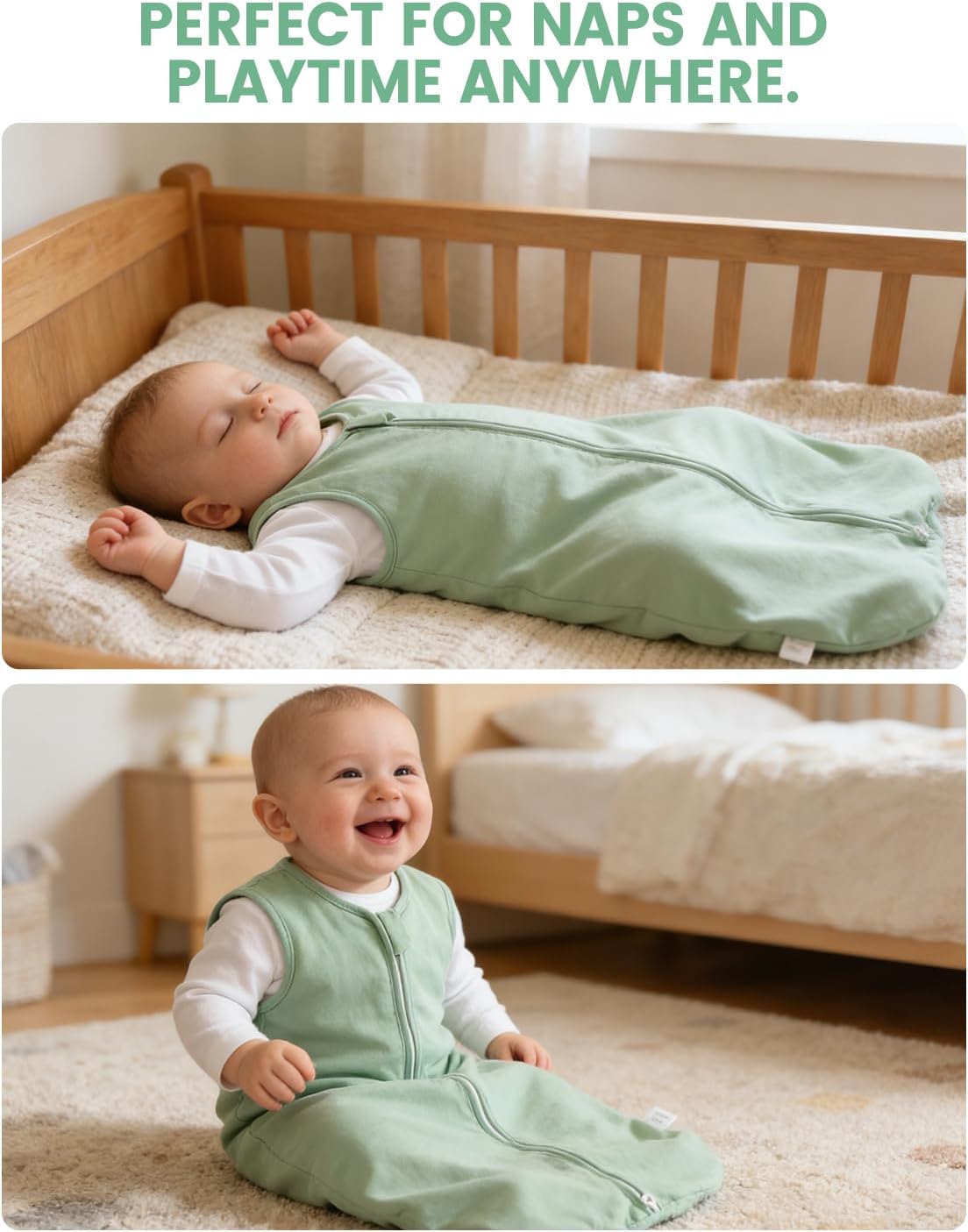 JiAmy Baby Sleep Sack, Cotton Wearable Blanket, 2-Way Zipper Sleeping Bag for Infant Toddler, 0-24 Months