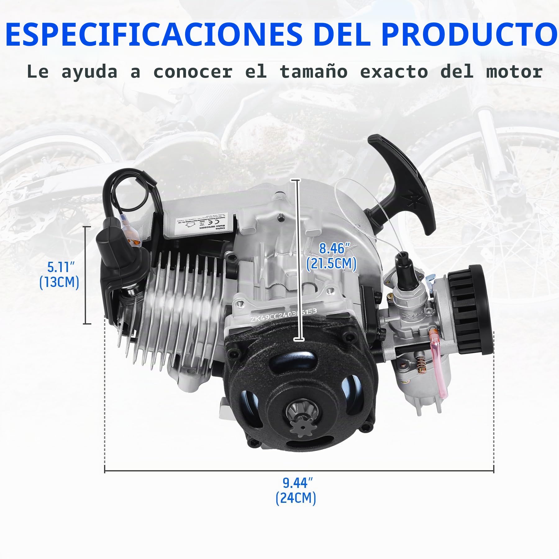 Samger Motor de arranque de 2 tiempos de 49 cc, enfriado por aire, apto para Pocket Bike Mini Dirt Bike ATV Roller