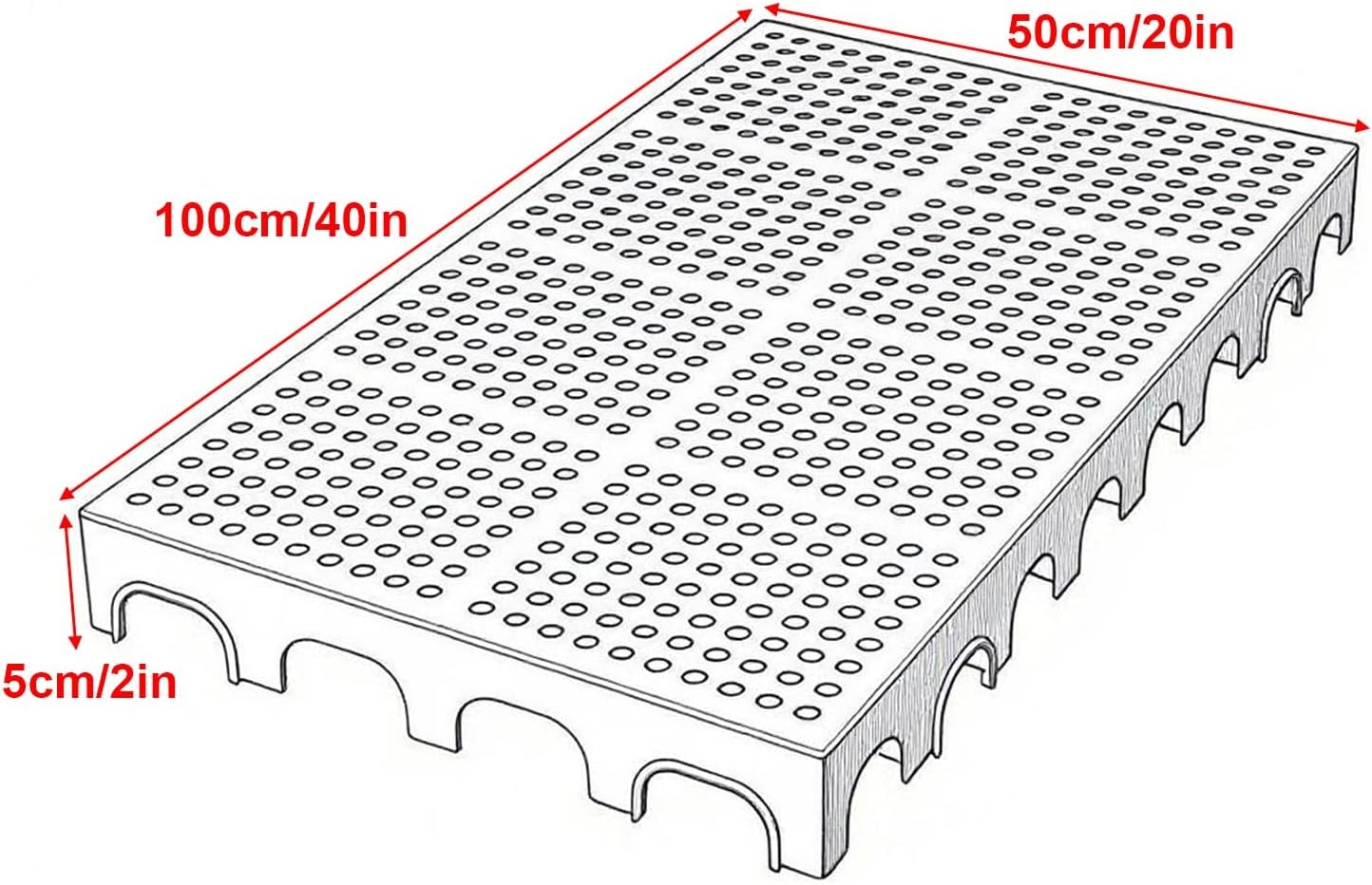 Plastic Pallets Storage Racks, Nestable Shipping Pallet, with Breathable Grids for Indoor and Outdoor, Garages, Basement, 40x20x2in(Red)