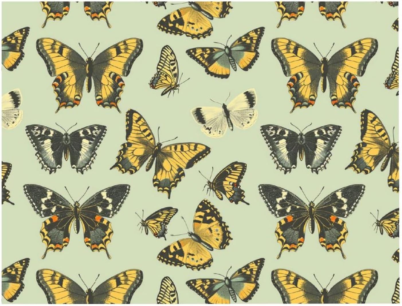 Butterfly Insect Printed Diamond 5D Painting Kits DIY Full Drill Crafts for Home Wall Decor 16x20 Inch Yellow Wood 50 * 40cm