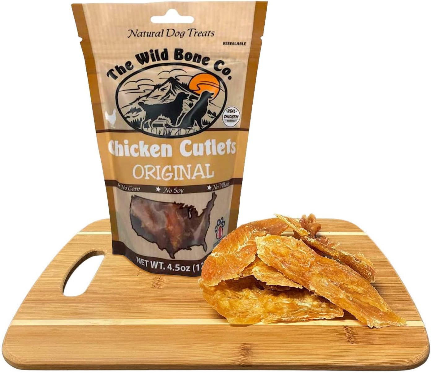 The Wild Bone Company Chicken Cutlets Dog Treats | Natural High Protein Chewy Training Bits | Made in The USA, 4.5 Ounces (Pack of 3)