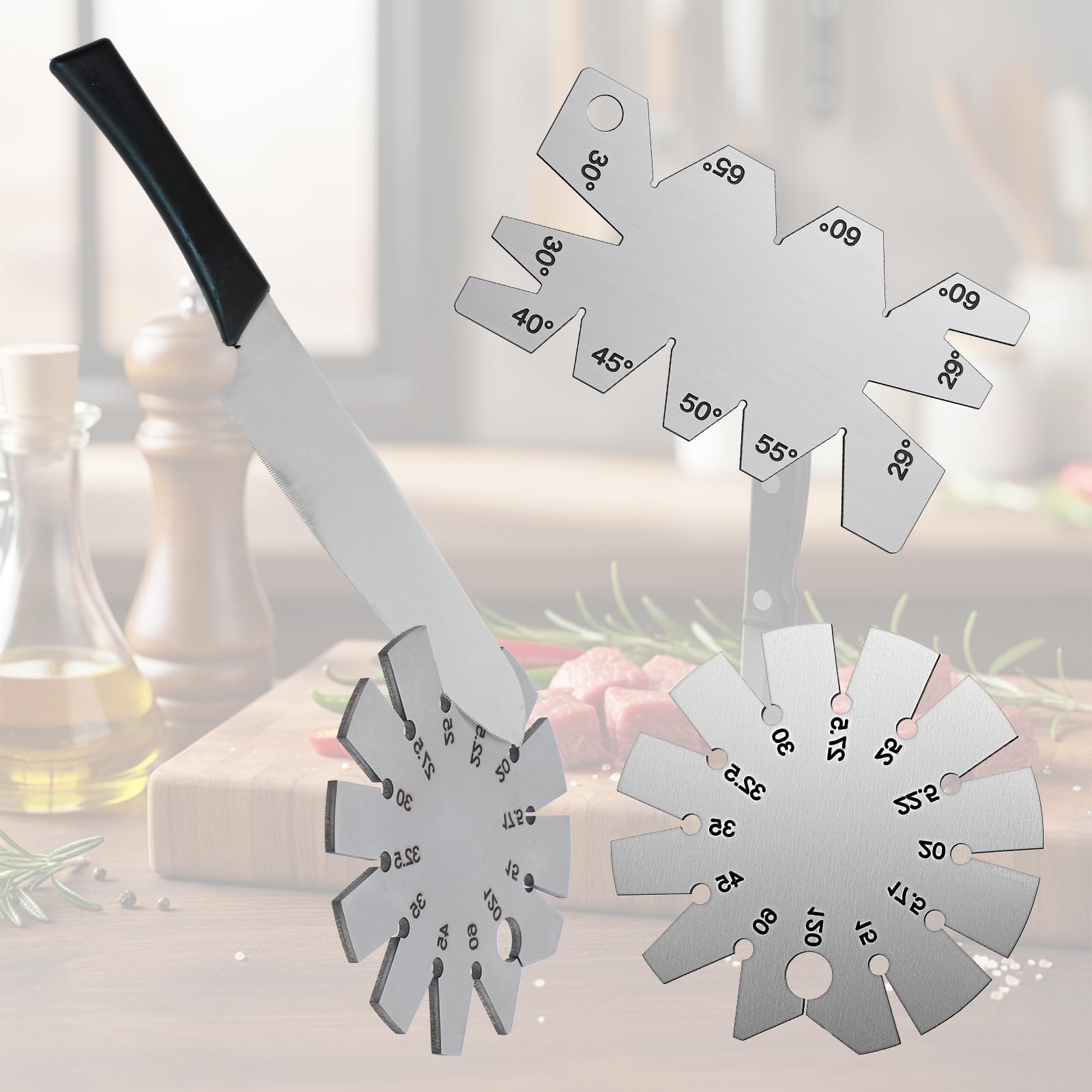 2PCS 15-120 Gradi Argento Spazzolato Angolo Gauge In Acciaio Inox Angolo Finder Tool, Forma Rotonda Axe Bevel Gauge