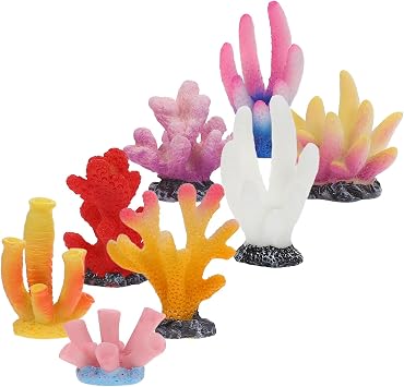 8pcs Resin Aquarium Decorations Lifelike Coral Reef Ornaments Colorful Faux Coral Plants for Fish Tanks Aquarium Landscape Accessories