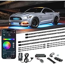 LEDGlow 4pc Bluetooth Million Color LED Underbody Underglow & 6pc Interior Footwell Accent Lighting Kit for Cars - Smartphone App - Courtesy Lights - Create Any Color - Control Box