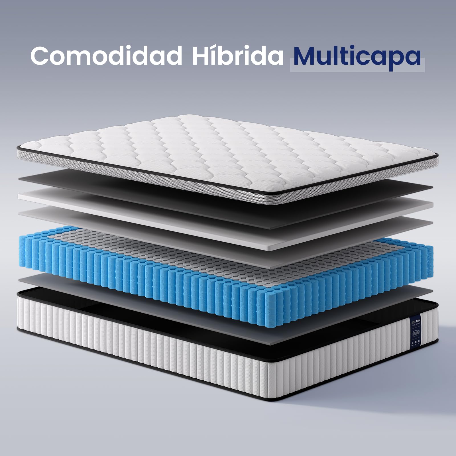 BedStory Colchón Híbrido 135x190 cm para Dos Personas, Muelles Ensacados, Altura 31 cm, Ergonomico + Alta Transpirabilidad