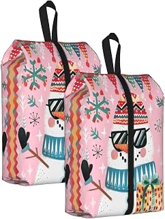2 Pack Cute Funny Snowman Shoe Bags For Travel, Portable Storage Bag