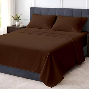 Shreem Linen Twin 4 Piece Sheet Set, Ultra Soft Microfiber Bed Sheets Twin Size, Breathable Cooling Bedding, Deep Pocket Fits 816 Inch Mattress, Chocolate
