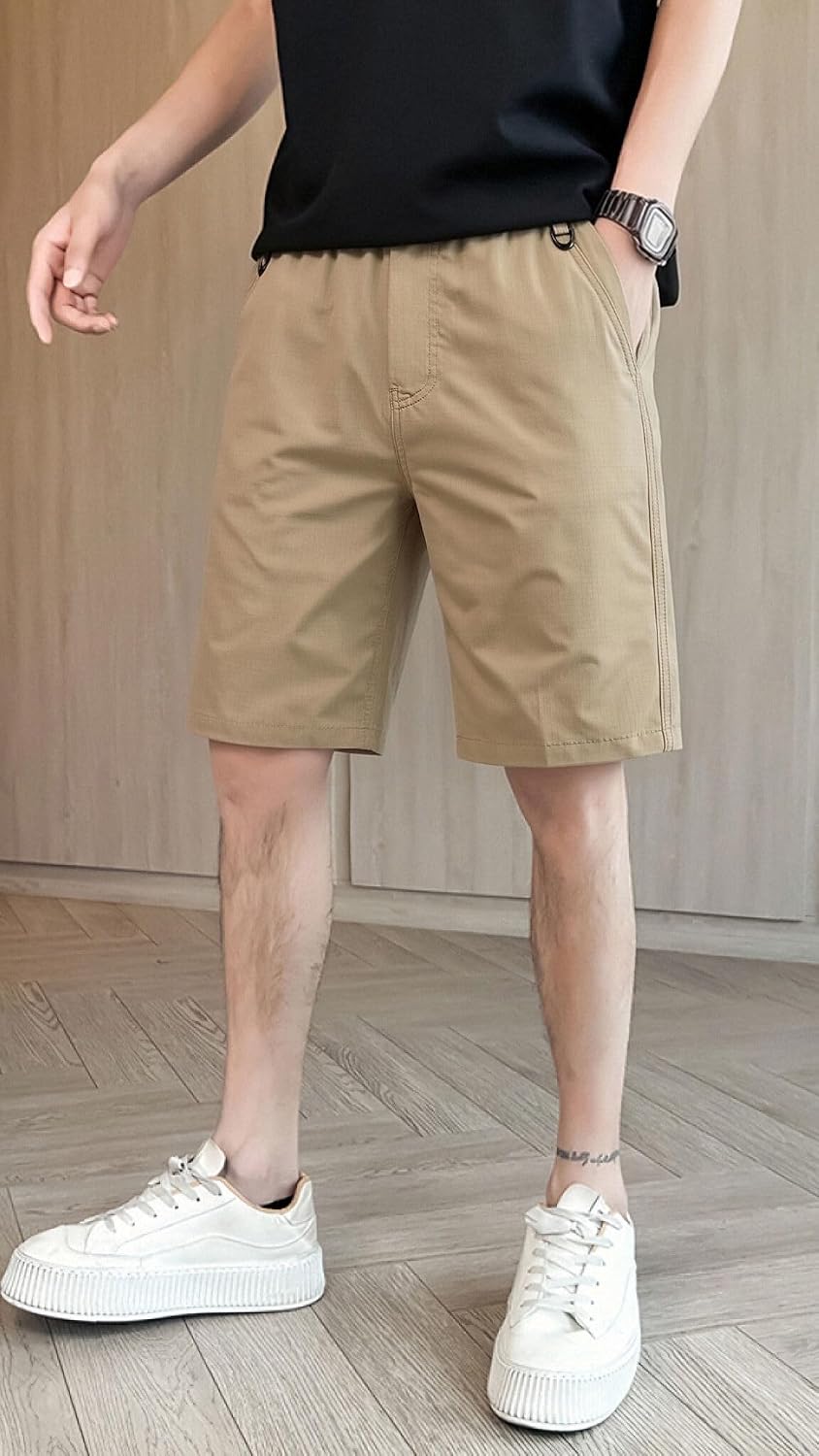 Mens Casual Shorts - Quick Dry Stretch Golf Shorts for Men, Lightweight Summer Beach Men's Shorts with Elastic Waist