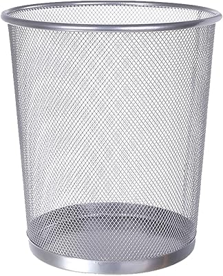 Metal Wastebasket, Mesh Trash Can Round Garbage Bin with Open Top for Home Office, 9.06 x 10.24 x 7.28
