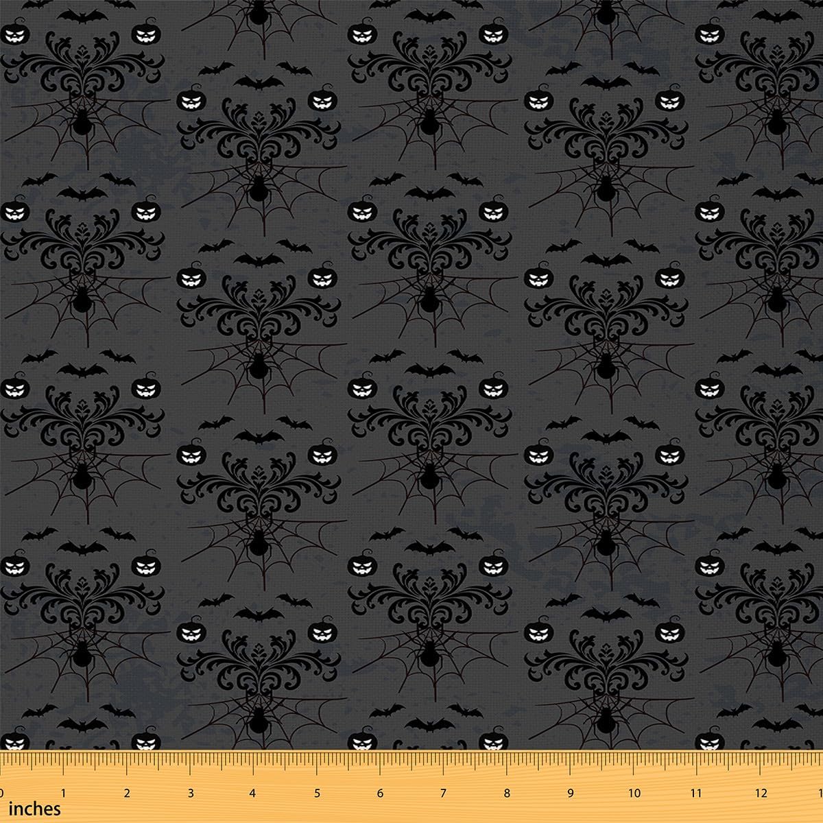 Kids Halloween Theme Fabric by The Yard,Vintage Gothic Victorian Floral Waterproof Fabrics,Spider Web Boho Fabric for Arts and Crafts Decor,Halloween Indoor Outdoor Fabric,3 Yards,108" L x 59" W