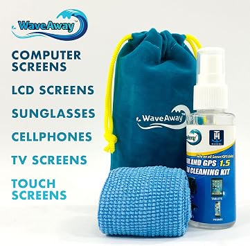 T-H Marine Wave Away Sonar & GPS Screen Cleaner Kit Ammonia-Free LCD Screen Cleaner with Microfiber Cloth Drip-Resistant, Streak-Free Solution for Electronics & Sunglasses 1.5oz