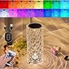 16 Colors Rose Rays Crystal Diamond Table Lamp, RGB Rose Rays Crystal Lamp, Crystal Diamond Rose Table Lamp for BedroomLiving RoomParty Dinner Decor Creative Lights Small-1Pc