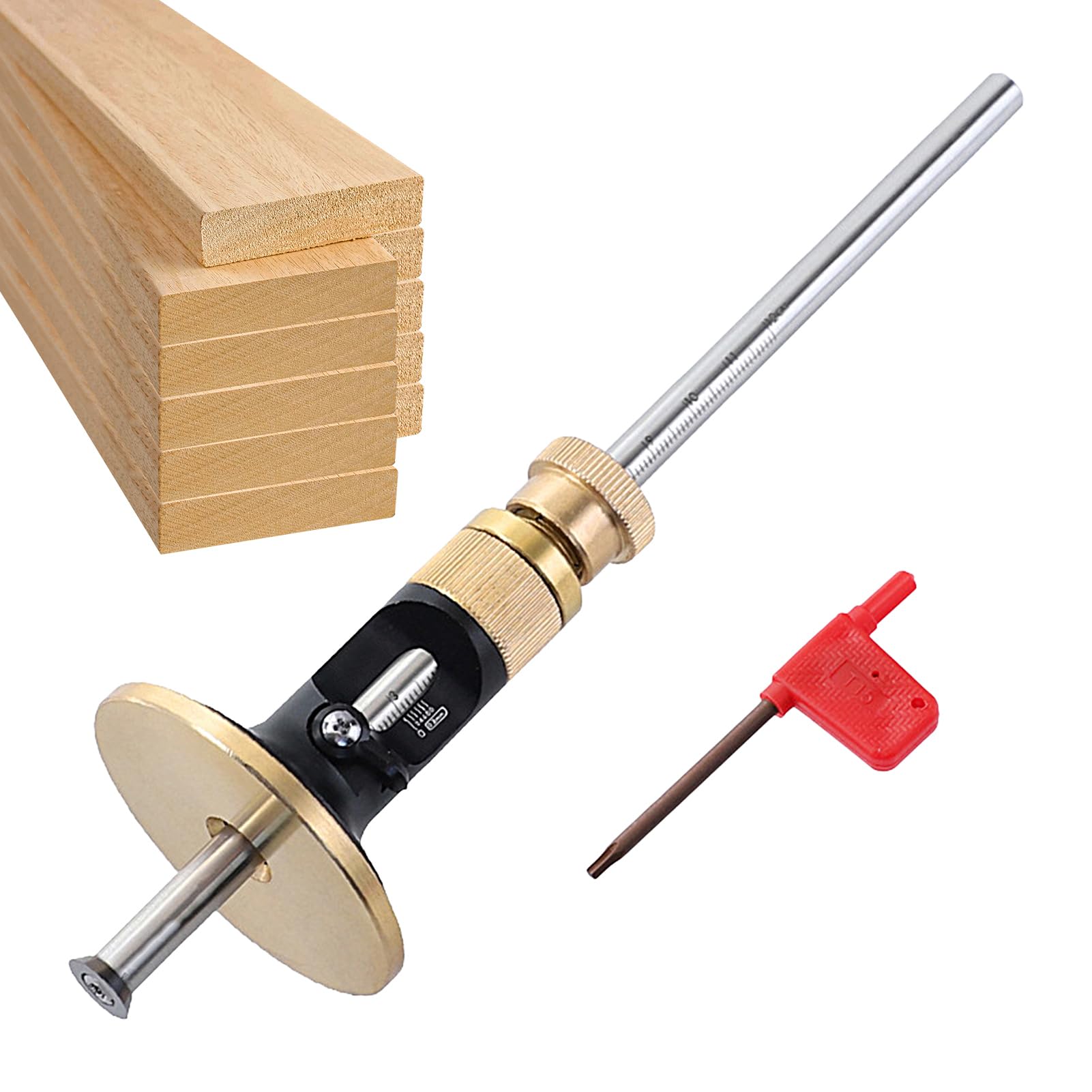 Medidor de marcado - aleación de aluminio + + acero inoxidable | Bolígrafo | de madera europeo| Guía de herramientas de escritura de madera para carpinteros, carpinteros, medidores, ruedas, trabajos