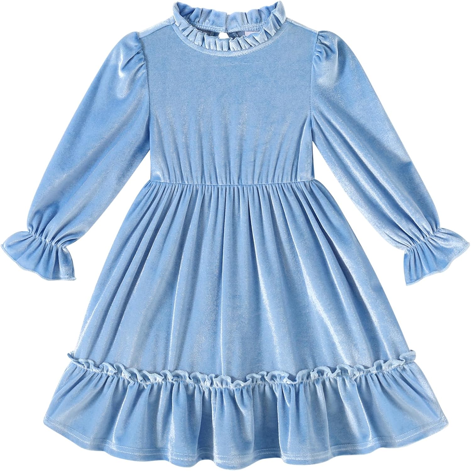 JEELLIGULAR Toddler Girls Long Sleeve Velvet Vintage Dresses for Littler Kids Fall Winter Clothes Outfits