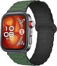 [Lamshaw] for HUAWEI fit 4 マグネットバンド, 20mm シリコン 磁石 交換バンド 長さ調節超簡単 磁気ベルト柔らか 軽量 おしゃれストラップ 対応 HUAWEI fit 4 スマートウォッチ (グリーン, 20mm)