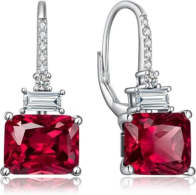 Princess Cut Dangle Drop Earrings 925 Sterling Silver Cubic Zirconia Leverback Square Solitaire Earrings Jewelry for Women