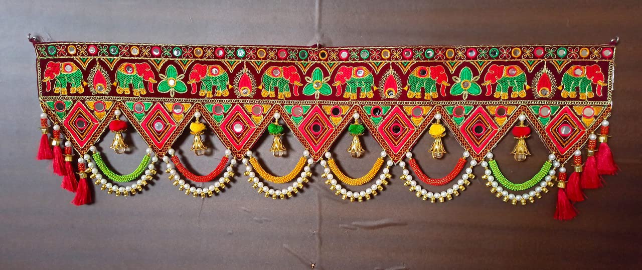 REPTUM DECOR Traditional Multi Zula Pearl Plastic Beads Handmade Door Hanging/Bandarwal/Toran for Door, Traditional Bandarwal for Door, 3 FEET Length, Multicolour, 7/95