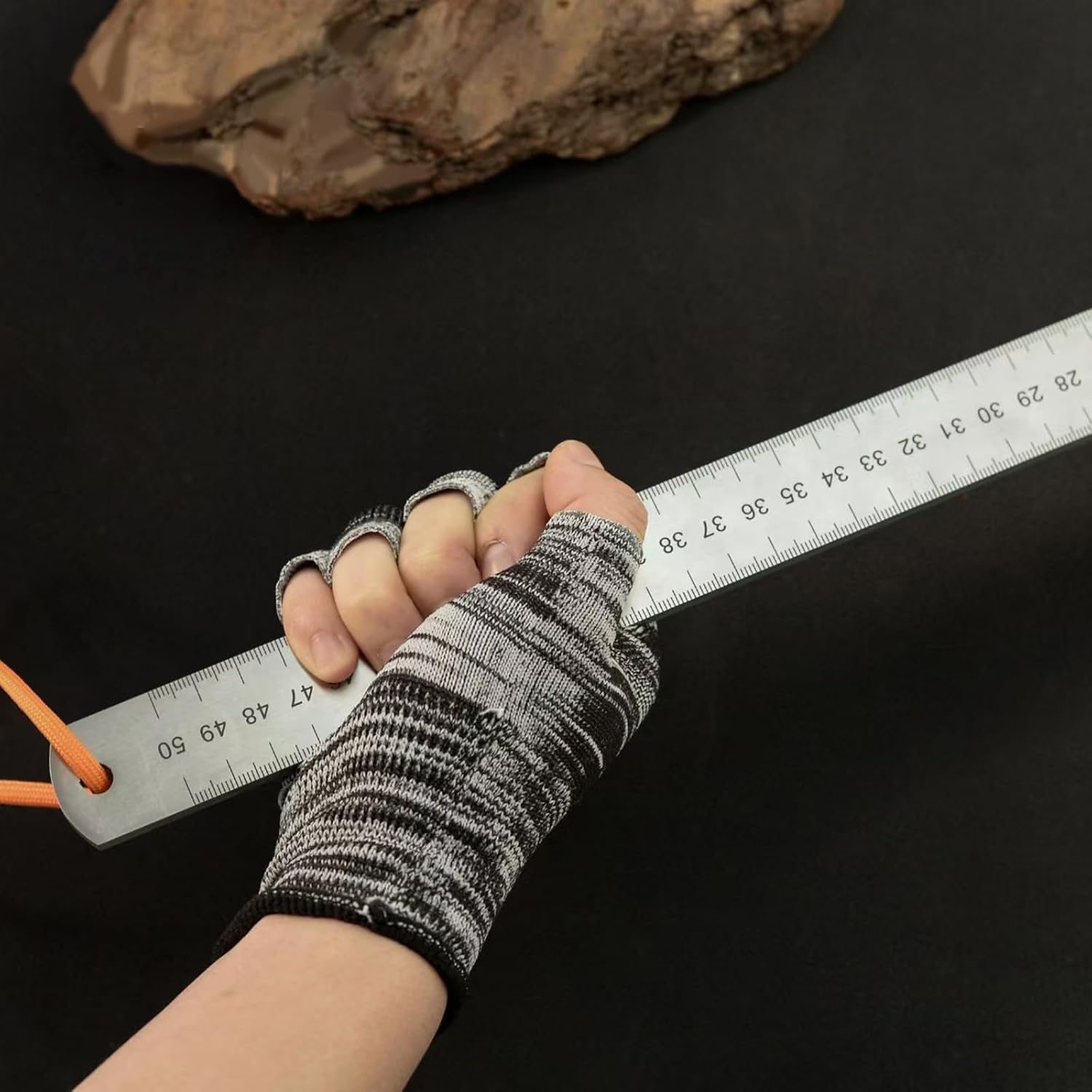 50cm Straight Ruler Inch MM Double Sided Scale Stainless Straight Edges Measuring Tool Car Mounted Defense Ruler Stainless Steel