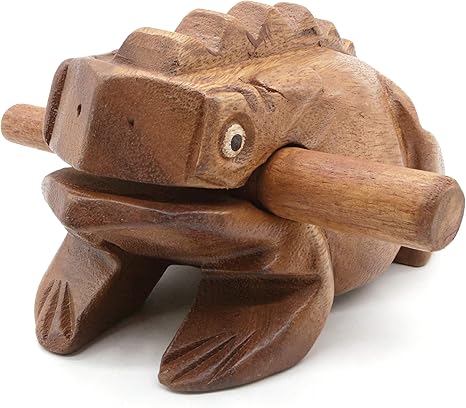 BSIRI 5" Wooden Frog Rasp - Musical instruments of Africa Frog Rasp Super Guiro Percussion Frog Wood Block Instrument of Frog Noise Maker Cool Music Gifts Ideas Fun Instruments for Adults and Kids