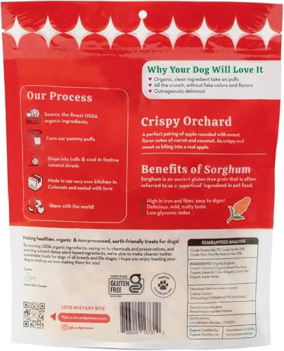 Miniatura 2 de Lord Jameson Crispy Orchard Light & Crunchy Love Puffs - Golosinas para perros de manzana y zanahoria, bajas en calorías, bajas en azúcar, sin