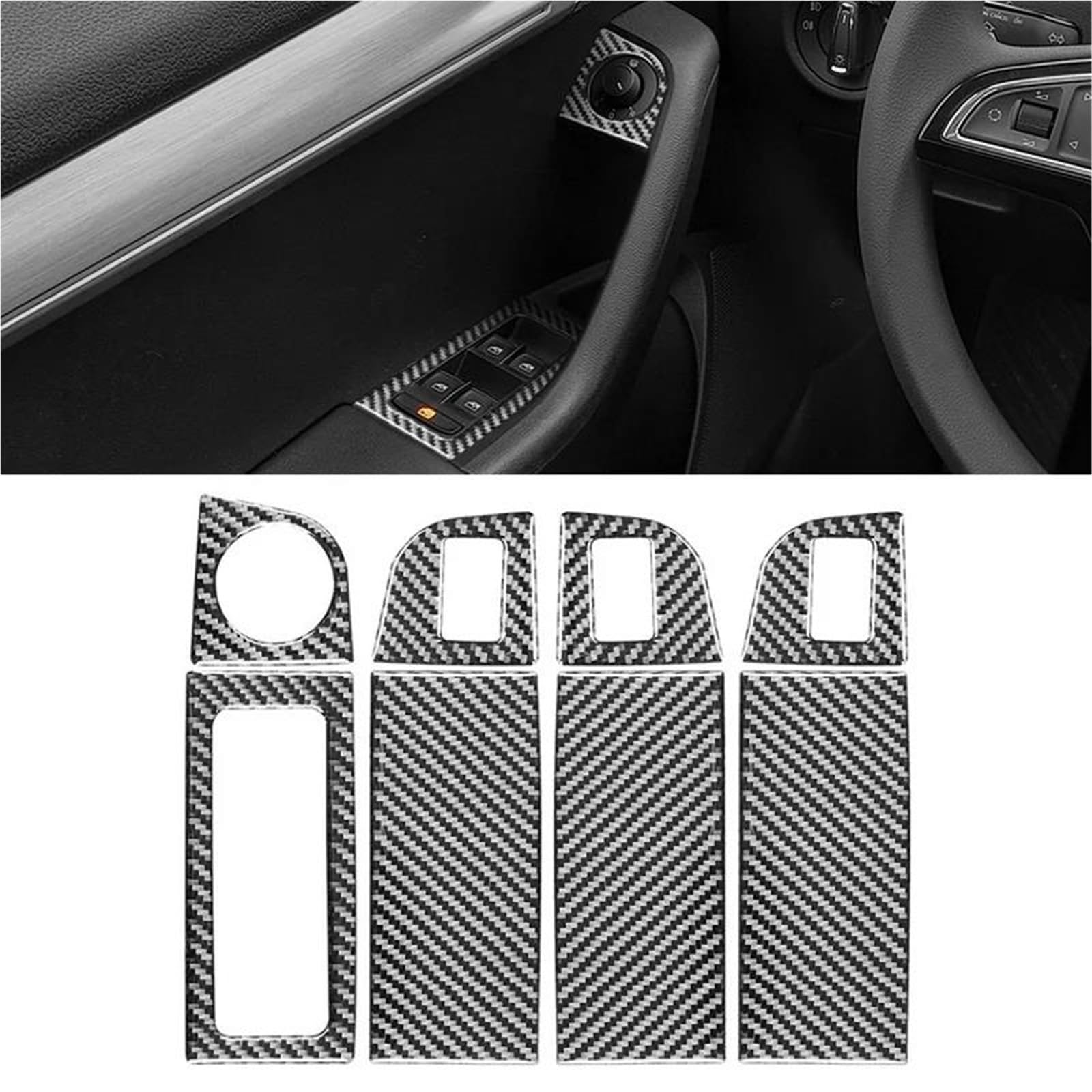 Przełącznik do podnoszenia szyb samochodowych naklejka wykończeniowa dekoracyjna z włókna węglowego zamiennik dla Skoda do Octavia A7 2015-2020 akcesoria samochodowe deska rozdzielcza