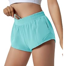 Aurefin Running Shorts for Women,Quick Dry Athletic Sports Shorts Lightweight Active Workout Gym Shorts with Zip Pocket