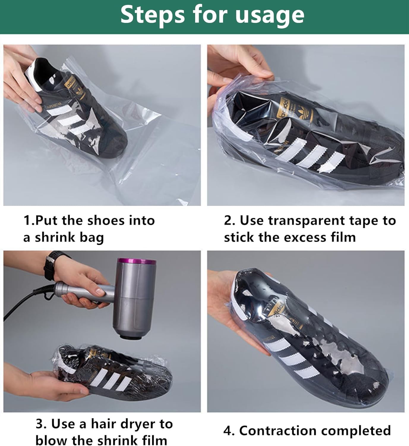 100-Pack Shoe Shrink Wrap Bags - 11x18 Inches Sneaker Heat Shrink Wrap for Men & Women - Shoe Organizer Bags to Prevent Sole Yellowing & Keep Dust Away (100) - Image 5