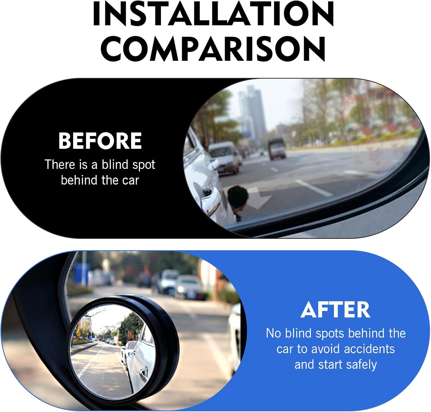 2Pcs Car Blind Spot Mirror, HD 360 Adjustable Wide Angle Convex Mirror, ABS Frame Anti-collision Housing, Universal Self-adhesive Side Rearview Auxiliary Mirror for Most Cars (Black)