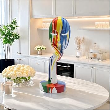yema Painting Mask Resin Sculpture - Duality Art Statue, Symbol of Identity & Modern Expression for Home & Office Decor White Hand