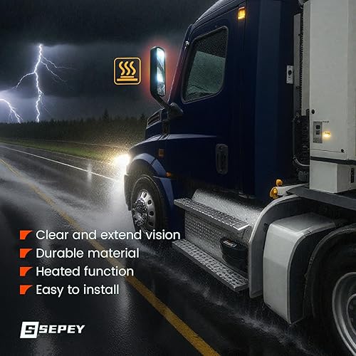 Miniatura 5 de SEPEY - Espejo superior para Freightliner Cascadia 2008-2017, repuesto con calor de descongelación