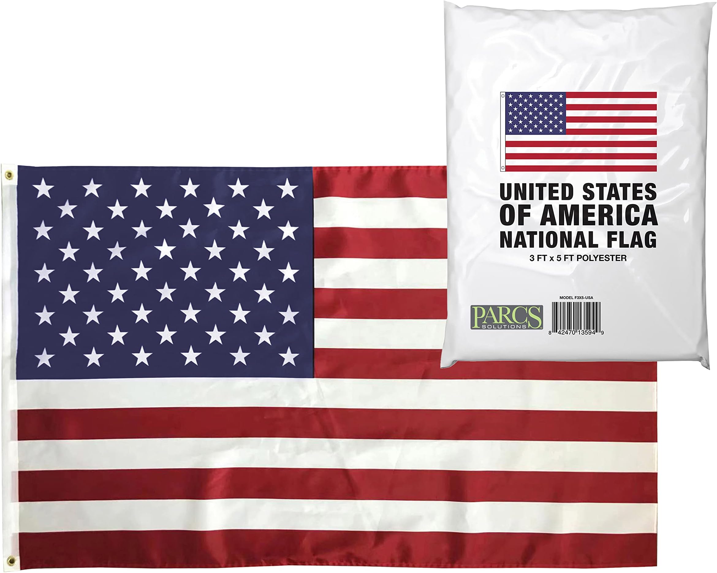 American F3X5-USA 3x5 Feet Heavy Duty Nylon US Flags, Red, White, Blue for Outdoor Independence Day Banner