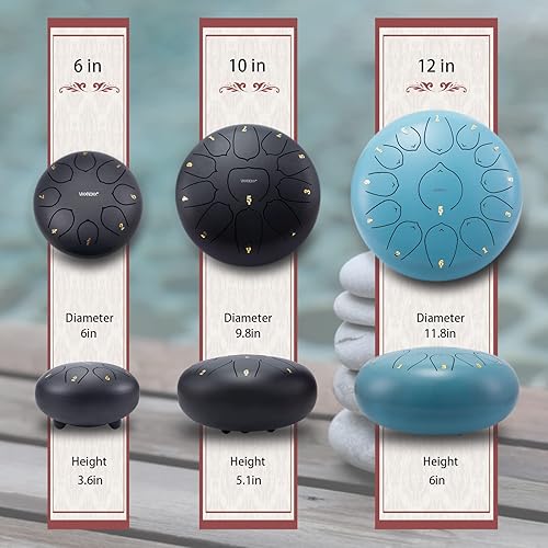 Miniatura 6 de Tambor de lluvia para jardín exterior, 6 pulgadas, 8 notas, tambor de lengua de acero, instrumento de percusión para yoga, meditación y terapia de