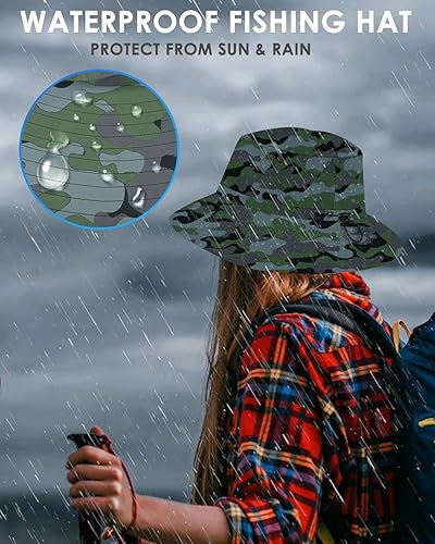 Miniatura 5 de BROTOU Sombreros de pescador plegables para mujereshombres, sombrero de ala ancha UPF 50+, gorra de pesca impermeable con protección UV