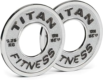 Titan Fitness Olympic Calibrated Steel Powerlifting Plates, Machine Precision Steel Discs