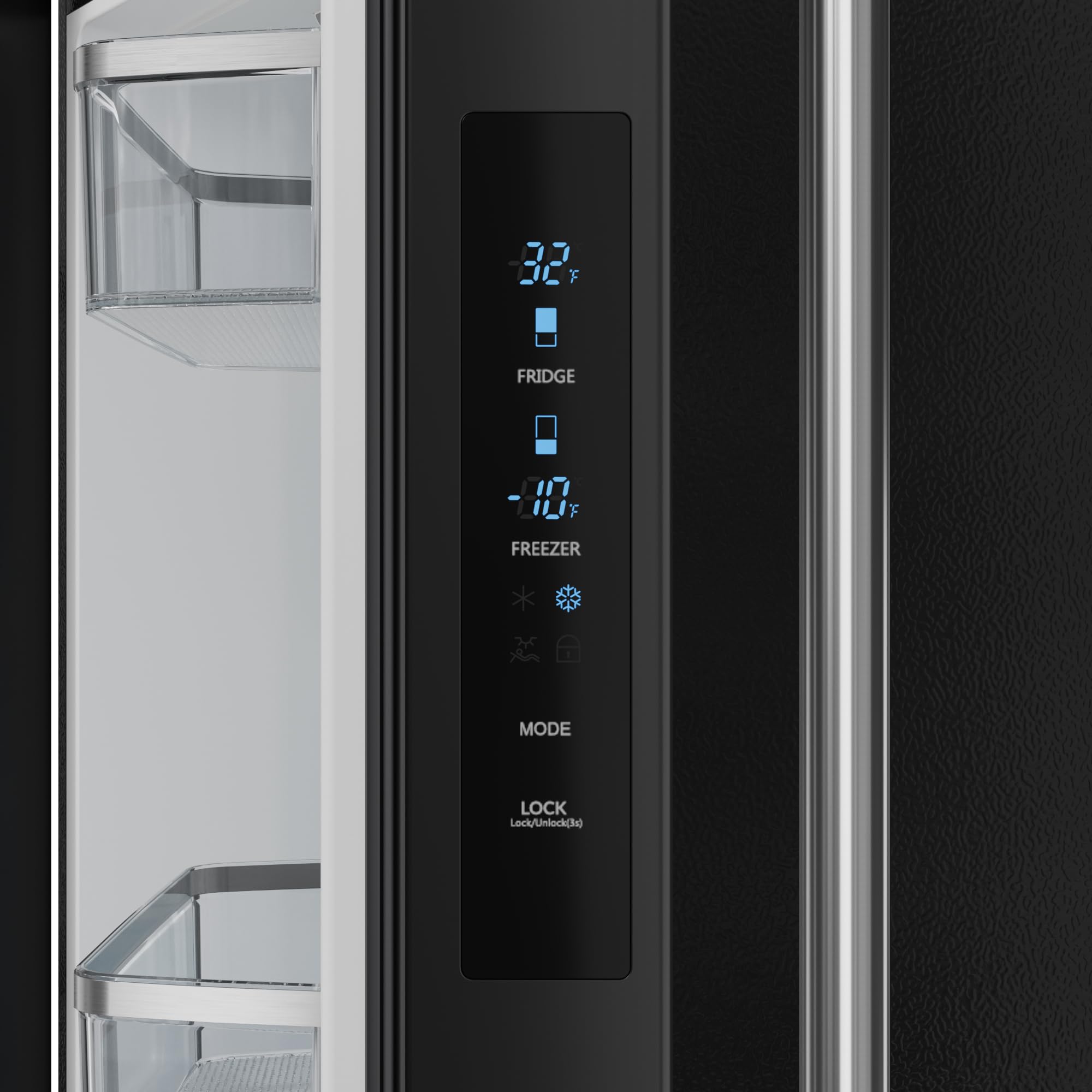 Thor Kitchen Gordon Ramsay 30 Inch 17.7 Cu Ft French Door Counter Depth Refrigerator With Ice Maker In Black/Stainless Steel on Fridge.com - View 2