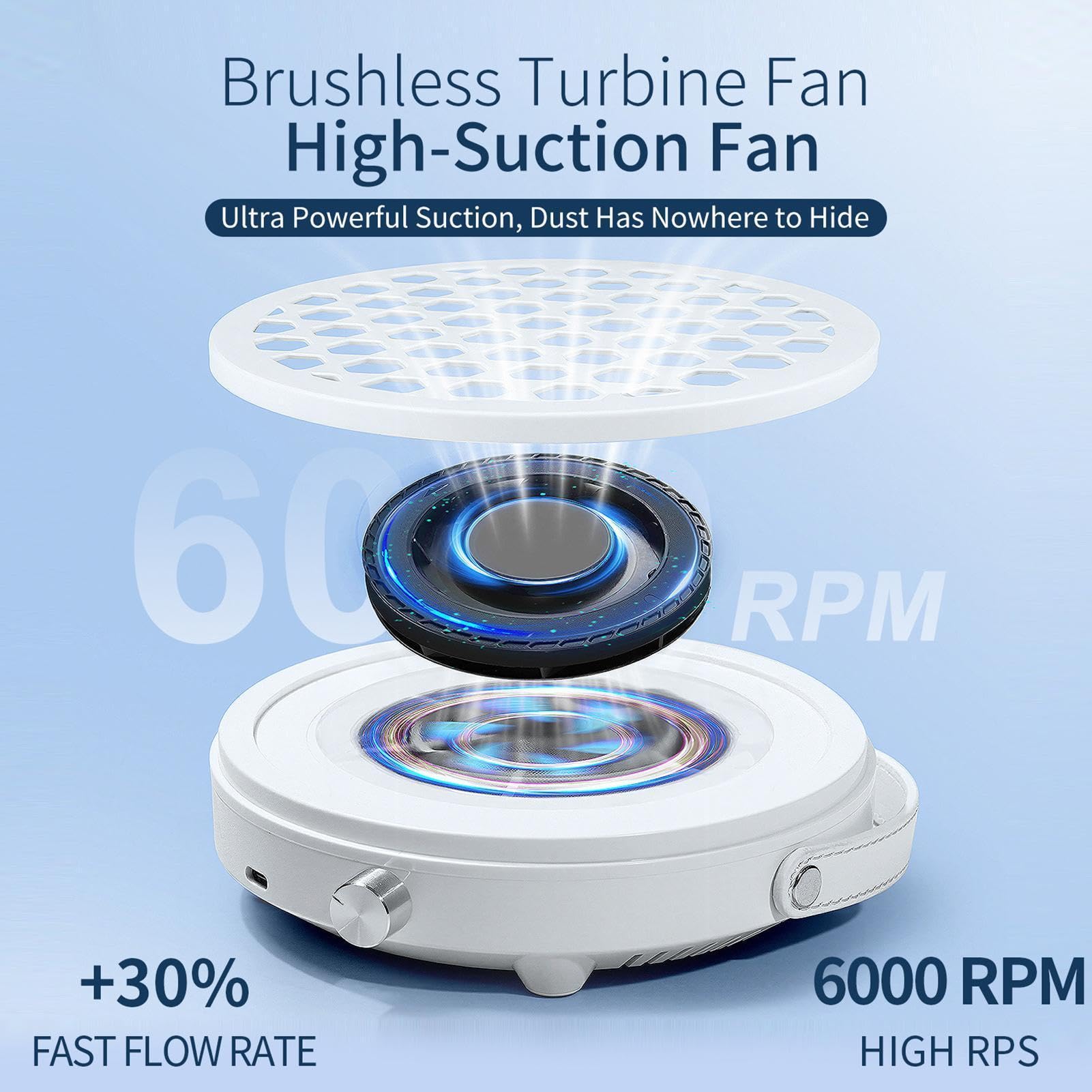 Aspirateur à poussière d'ongles Avec 30 Filtres Portable Vitesse Variable
