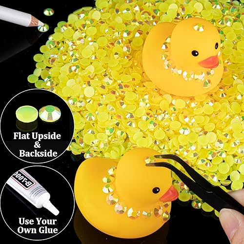 Miniatura 5 de 2500 diamantes de imitación de resina de 0.197 pulgadas a granel, color amarillo limón AB con parte trasera plana, diamantes de imitación redondos