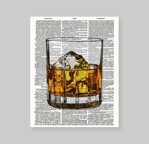 Miniatura 2 de Susie Arts 8X10 sin marco whisky vidrio impresión arte inauguración de la casa dormitorio decoración de la pared aniversario reciclada diccionario
