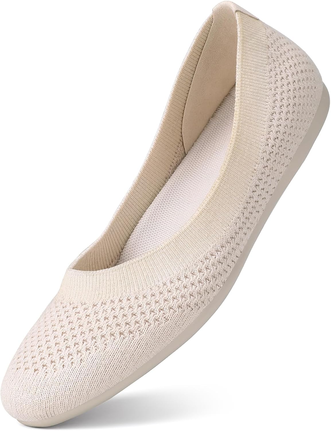 Women's Minimalist Ballet Flats Dressy Round Toe Knit Flats Comfortable Slip On Work Business Office Daily Barefoot Shoes image 3