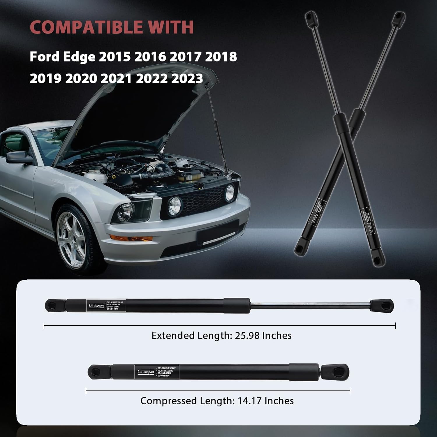 Hood Strut Lift Support Compatible with Ford Edge 2015-2023,Struts Gas Springs Shocks Replaces FT4BR16C826AC (Pack of 2)