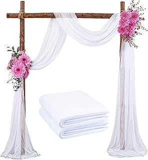 Arch Draping 2 Pack White Wedding Decor/White Fabric for Wedding Arch Draping Fabric/Wedding Decorations for Ceremony/Chiffon Fabric for White Drapes or Other Wedding Stuff/Sheer