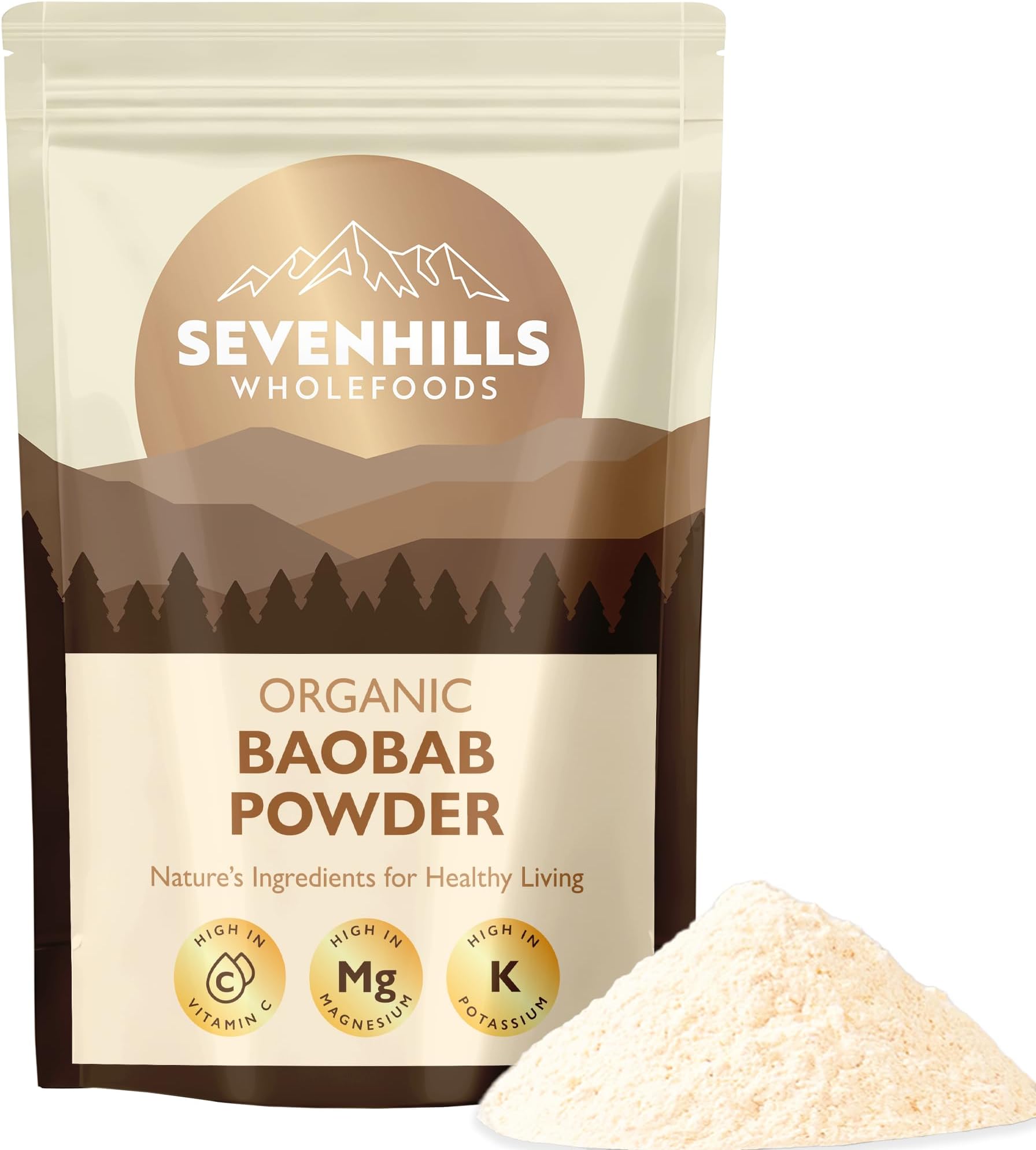 Sevenhills Wholefoods Organic Baobab Powder, Wild-Harvested in Africa, 1kg