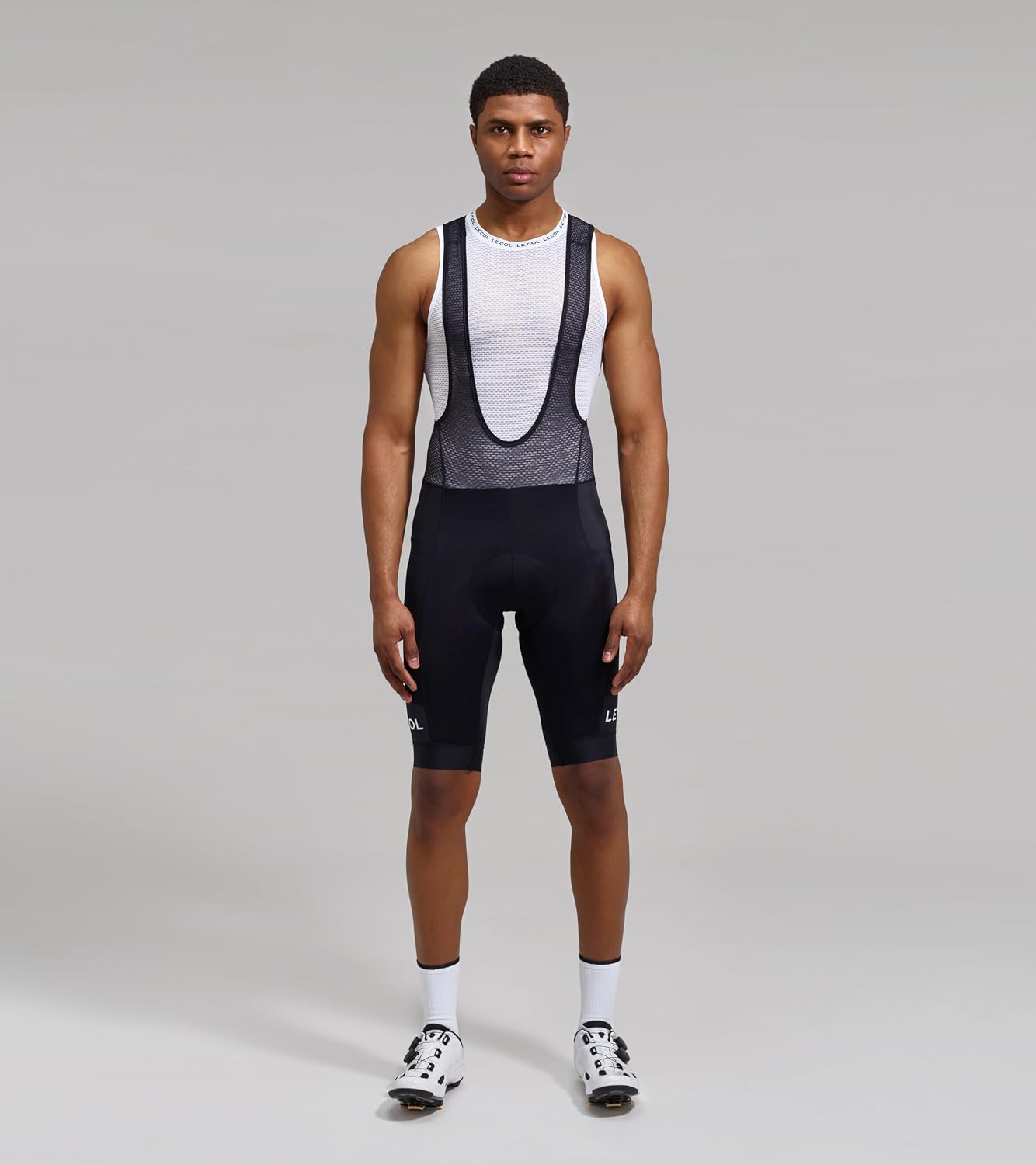 LE COL Men's Sport Bib Shorts II | Padded Chamois Cycling Shorts with Gel Inserts | Black/Black | Large