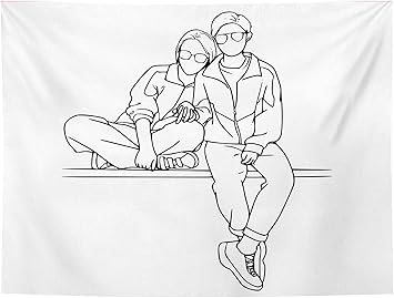 Amazon Co Jp インテリア 飾り タペストリー 北欧 ファッション ナチュラル シンプル 結婚式 ウェディング モダン アート カップル カップル 恋人 同棲 癒し 部屋飾り オンライン 背景布 撮影 ディスプレイ 布 広告 雑貨 デザイン1 柄 7 ホーム キッチン